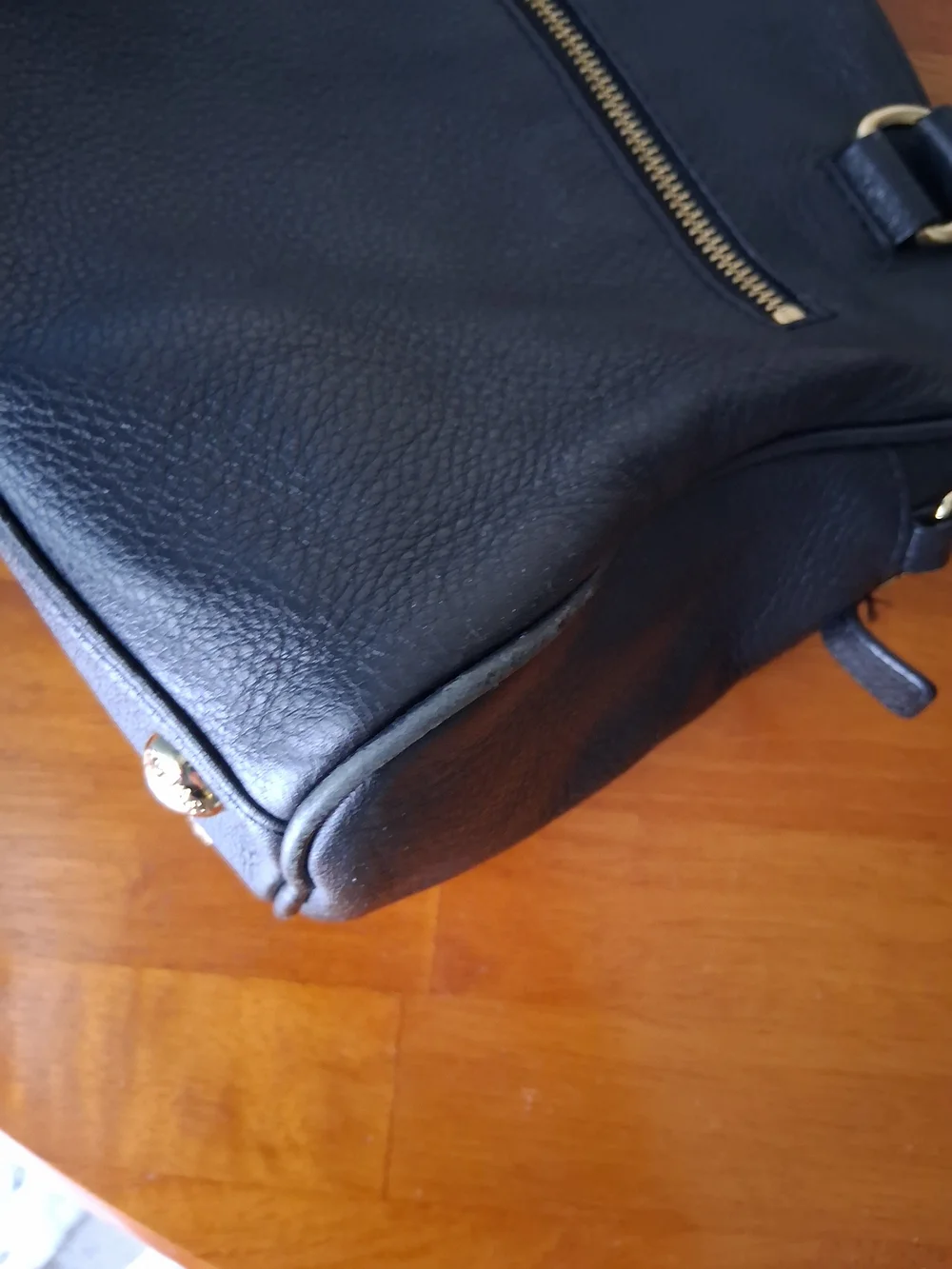 Michael Kors Black Leather Satchel with Beige Signature Tote (Lot Of 2)